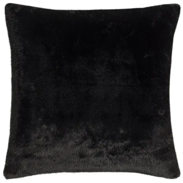 image of Stanza Faux Fur Cushion Jet, Jet / 55 x 55cm / Polyester Filled