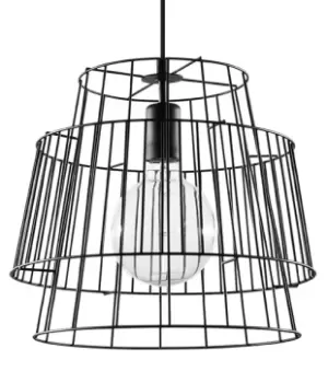 Image of Gate Twin Wire Frame Pendant Light Black E27