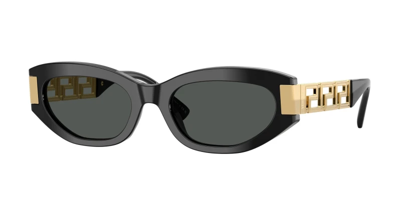 Image of Versace Woman Versace VE4501 GB1/87 Sunglasses Acetate Black Grey Cat Eye Normal Black Sunglasses Woman Acetate