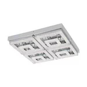 Image of Wall Flush Ceiling Light Chrome Shade Chrome Clear Plastic Crystal Bulb LED 48W