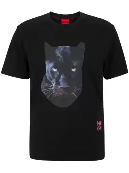 Image of HUGO Jagleon-print T-Shirt Black