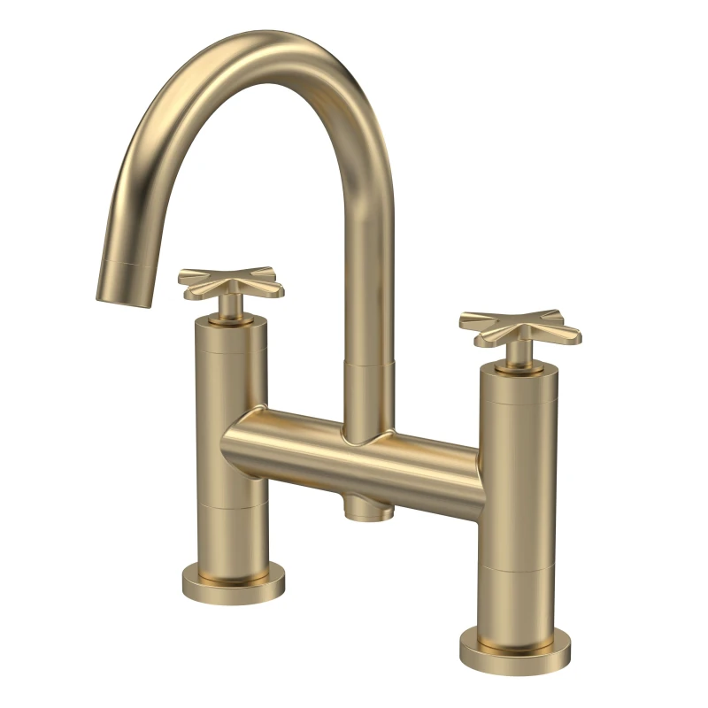 Image of Balterley Connect Bath Filler Tap with Crosshead Handles Brushed Brass Metallics unisex