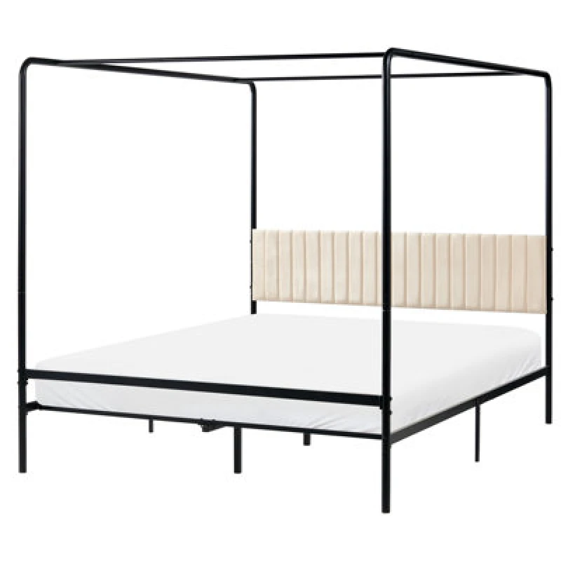 Image of Beliani Four Poster Bed Metal Mirabeau 160 X 200 Cm (Eu King Size) Black