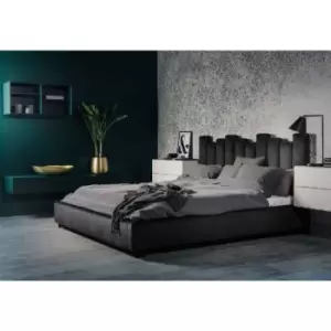 image of Glexton Bed King Plush Velvet Black