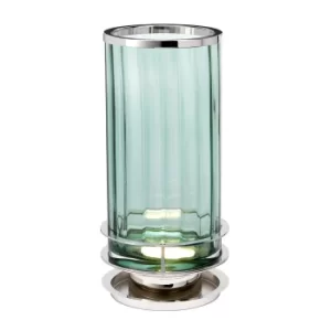 Image of Arno Table Lamp Metalwork Polished Nickel, Green Glass