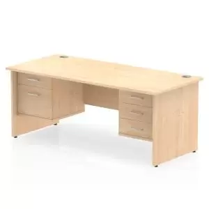 image of Impulse 1600 Rectangle Panel End Leg Desk MAPLE 1 x 2 Drawer 1 x 3