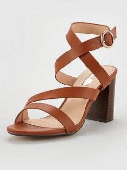 image of Office Maroon Heeled Sandals - Tan