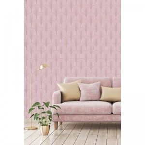 Image of Superfresco Easy Josephine Rosa Pink Art Deco Wallpaper