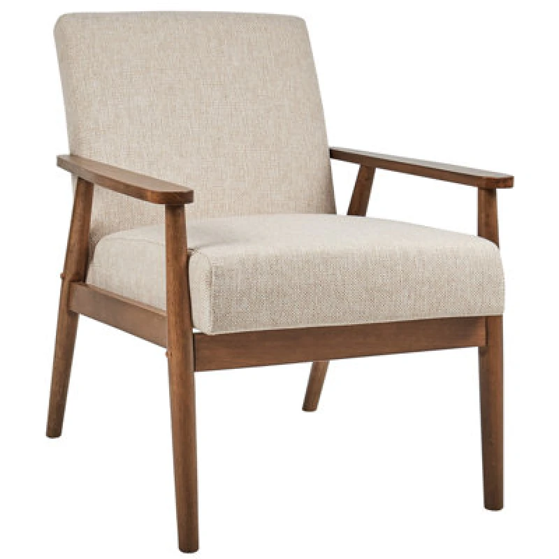 Image of Beliani Armchair Esrum Fabric Dark Brown/ Beige