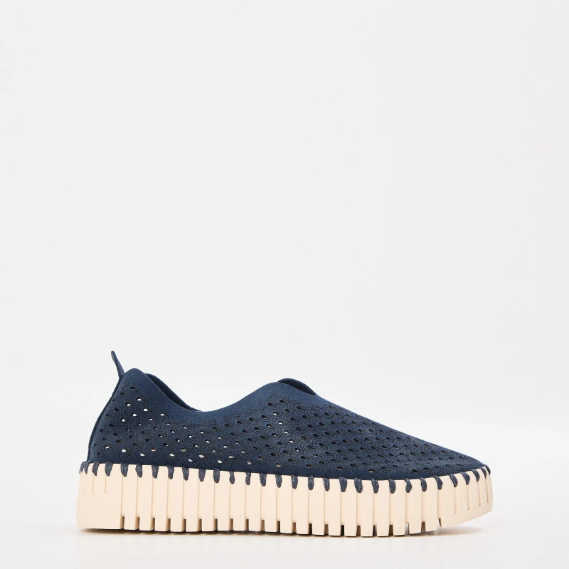 Image of Ilse Jacobsen Womens Canvas Slip On Trainers Blue female 3 (36)