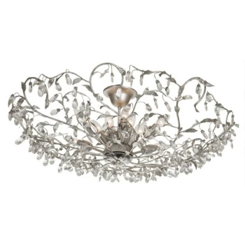 image of Linea Verdace Michelan 12 Light Glass & Crystal Ceiling Light Brushed Silver