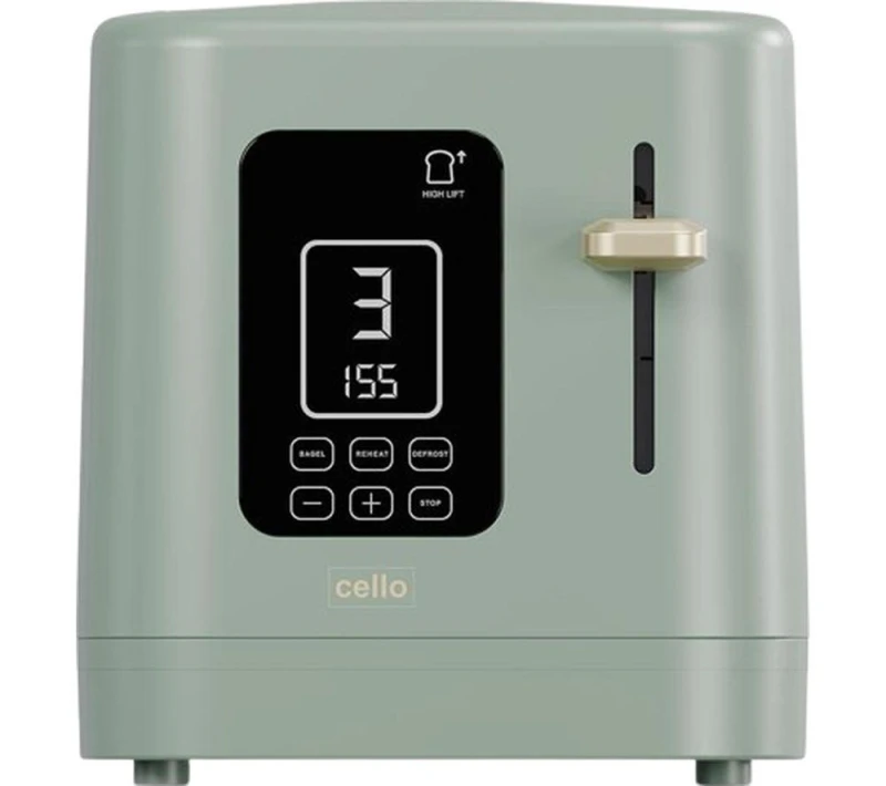 Image of Cello Digital 2 Slice Toaster with One Touch Ghost Panel, Toast Timer and Bagel - Cello CS2185