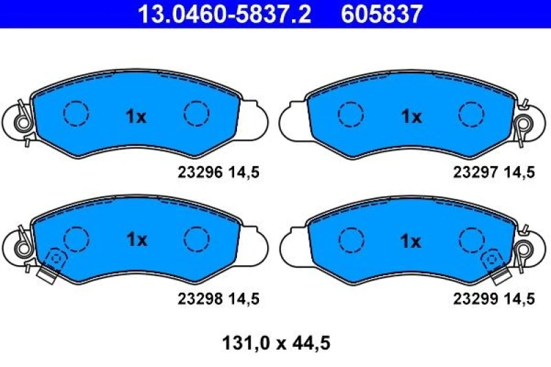 Image of ATE 13.0460-5837.2 Brake pad set with acoustic wear warning Brake Pad Set,disc brake (402)