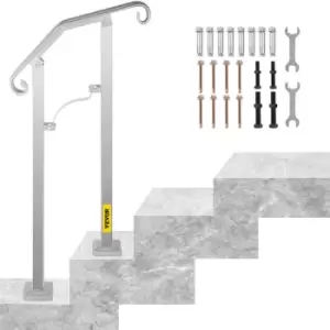 Image of Vevor - Outdoor Stair Railing, Alloy Metal Hand Railing, Fit 1 or 2 Steps Flexible Transitional Handrail, Black Outdoor Stair Rail w/ Installation