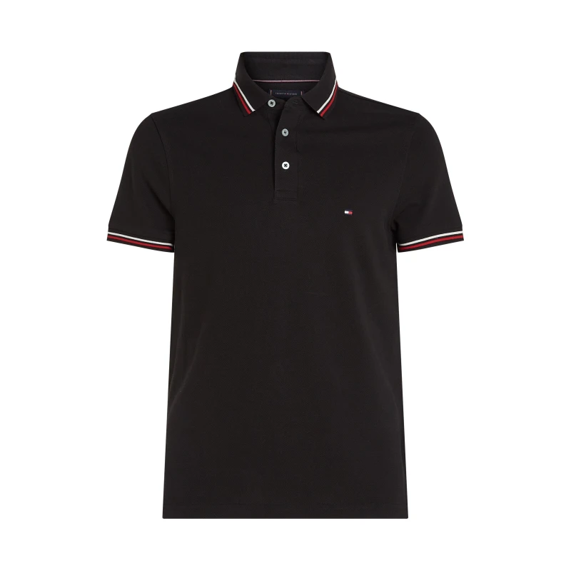 Image of Tommy Hilfiger Slim Fit Tipped Polo Shirt Black S