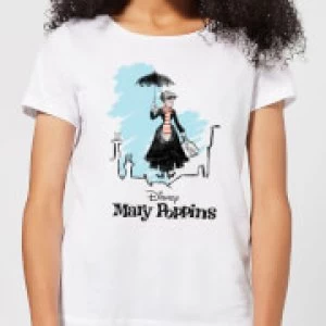 image of Mary Poppins Rooftop Landing Womens Christmas T-Shirt - White - 3XL