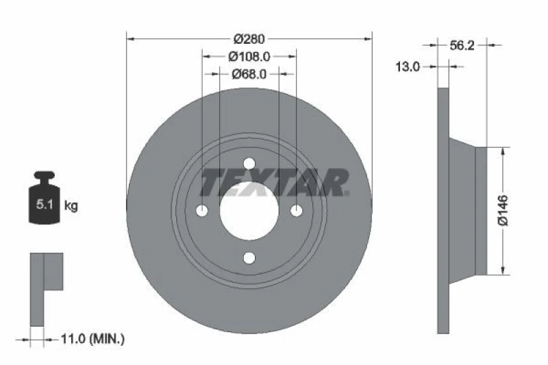 Image of Brake disc TEXTAR 92060400