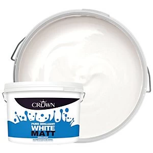 image of Crown Matt Emulsion Paint - Pure Brilliant White 10L