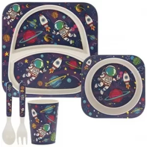 image of 5 Piece Kiddies Bamboo Eating Set Spaceman Design By Lesser & Pavey