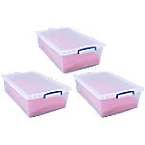 Image of Really Useful Boxes Nestable Box 43CCB-PK3 43 L Transparent Plastic 44 x 69.5 x 23cm 3 Pieces