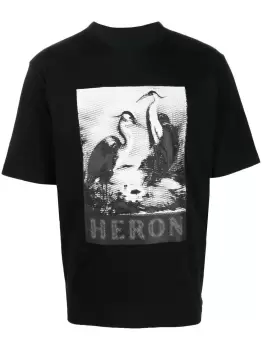 Image of HERON PRESTON Halftone Heron Graphic T-Shirt Black