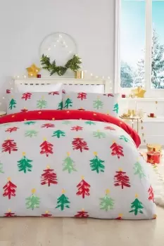 image of 'Festive Christmas Trees' 100% Brushed Cotton Duvet Cover Set