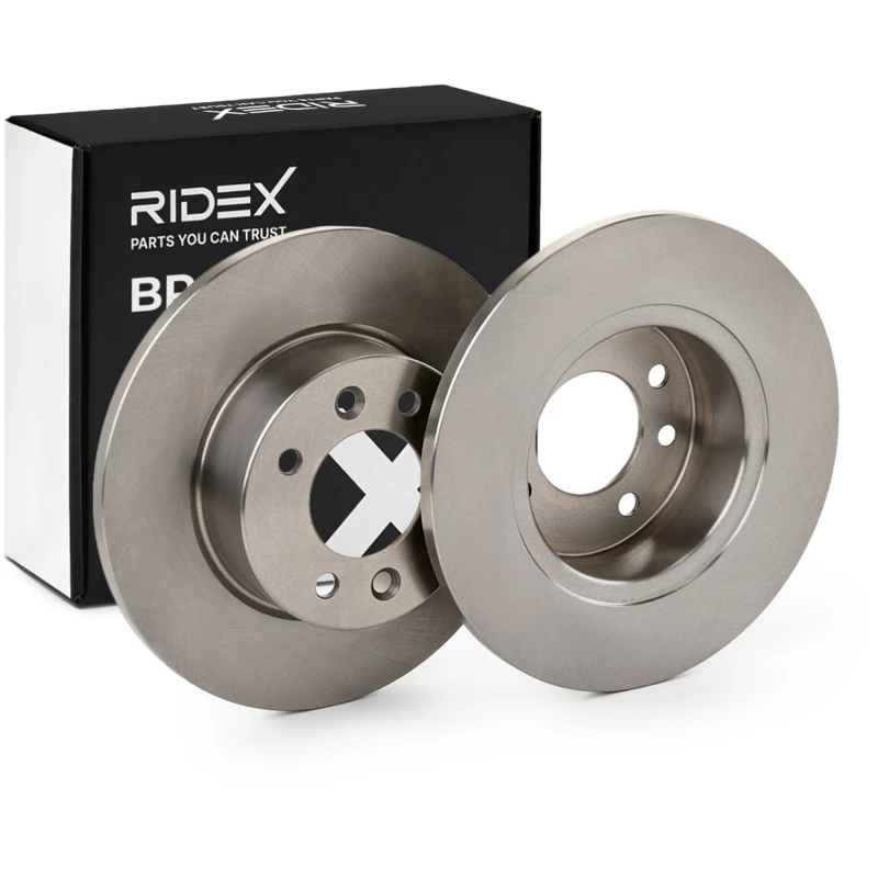 Image of RIDEX 82B0927 Brake disc Rear Axle, solid, Cast Iron, Uncoated, Untreated, without bolts/screws Cast Iron Brake Disc (82)