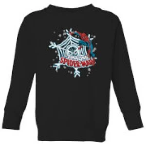 image of Marvel The Amazing Spider-Man Snowflake Web Kids Christmas Sweatshirt - Black - 11-12 Years