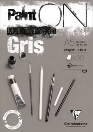 Image of PaintOn Pad A5 30sh 250gsm Grey (Pack 4) 975808C