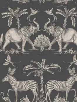 Image of Sublime Colonial Charcoal Pale Gold Wallpaper Paper