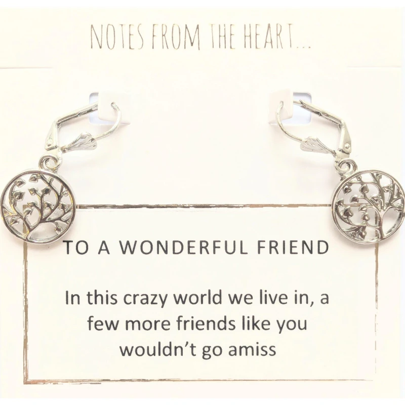 Image of Notes From The Heart NFTH TO A WONDERFUL FRIEND Earrings Silver unisex one size