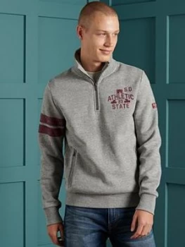 Image of Superdry Track & Field Classic Half Zip Top - Light Grey , Light Grey, Size S, Men
