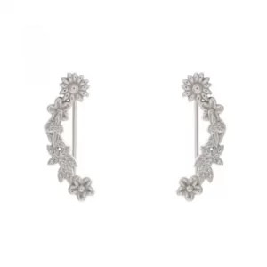 Image of Bee Blooms Crawler Silver Earrings