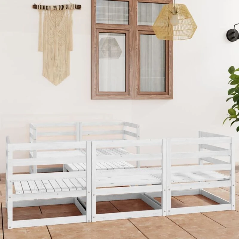 Image of VIDAXL 6 Piece Garden Lounge Set White Solid Wood Pine Vidaxl 8720286464335