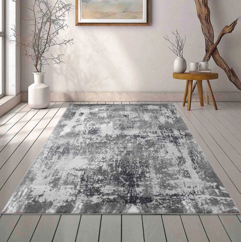Image of Serenity Modern Abstract Acrylic Contemporary Area Rugs Grey 160X230 Cm