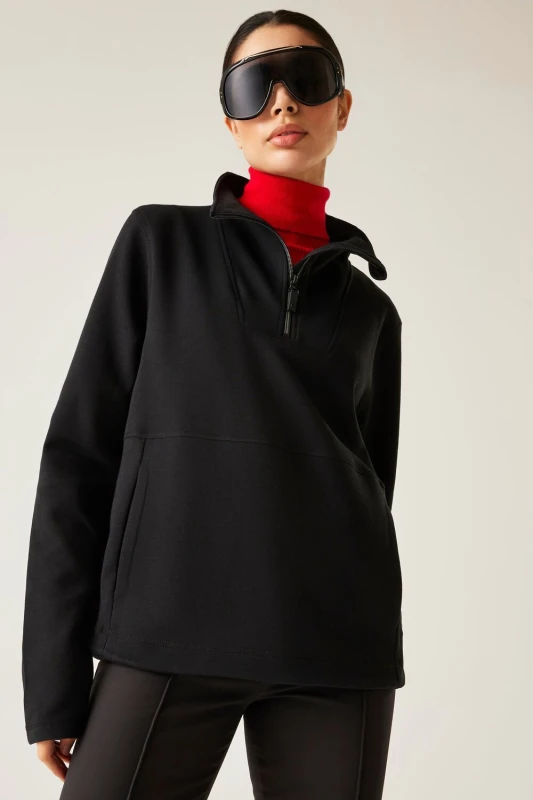 Image of Dare 2b Womens Wander 1/4 Zip Sweater in Jet Black Size: 16 Jet Black Female 16