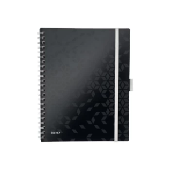 image of WOW Be Mobile Notebook A4 Ruled, Wirebound with Polypropylene Cover 80 Sheets, 4-Hole Punched Integrated Pen Holder and 3 Flap Folder Black - Outer Ca