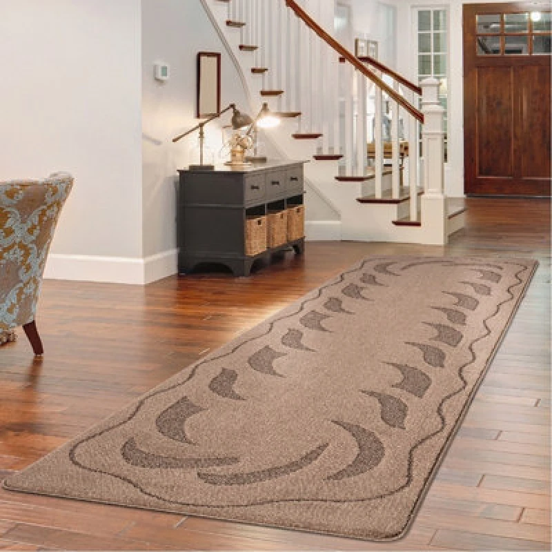 Image of Smart Living Smart Living Ovalack Heavy Duty Machine Washable Hallway Kitchen Non Slip Door Mat in Beige Size: 60cm x 220cm Beige 60cm x 220cm Unise