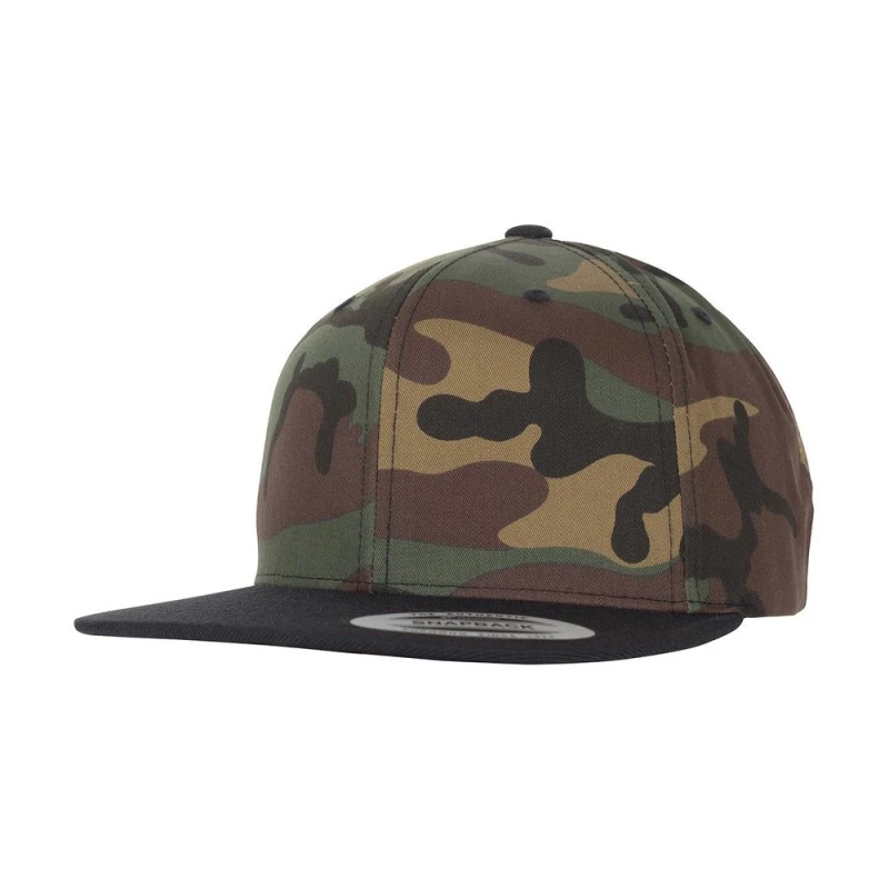 Image of Yupoong Mens Classic Camo Snapback Cap in Dark Green Dark Green Male One Size