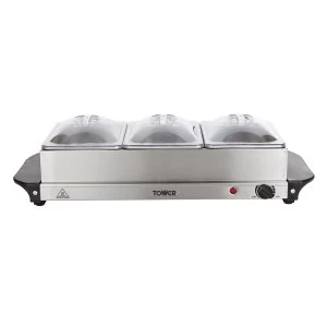 Image of Tower 200W 1.5L Three-Tray Buffet Server - Stainless Steel