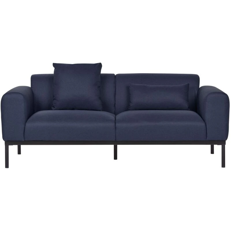 Image of Beliani Sofa 2 Seater Malmos Faux Linen Dark Blue
