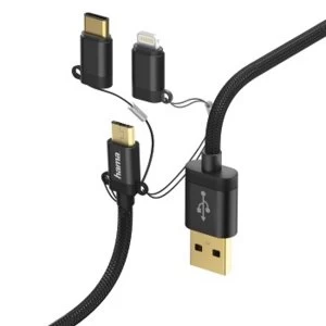 Image of Hama Alu 1m Micro USB Cable with Type C and Lighning Adapter