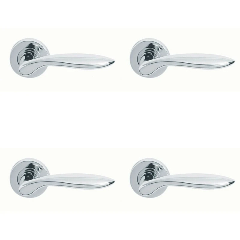 Image of Loops 4x PAIR Smooth Ergonomic Handle on Round Rose Concealed Fix Polished Chrome Multi