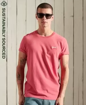 Image of Superdry Mens Organic Cotton Vintage Embroidered T-Shirt Cream / Coral Marl - Size: Xxl