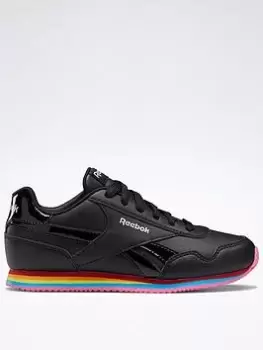Image of Reebok Royal CL Jog 3 Shoes, Black/Silver, Size 1.5 Older, Women