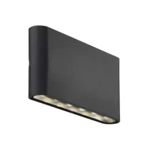 image of Kinver LED Dimmable Outdoor Up Down Wall Lamp Black, IP54, 3000K