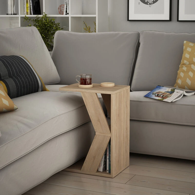 Image of DECORTIE Decortie - Naze Modern c Shape Table Multipurpose h 57cm - Oak - Oak M.SH.14196.6