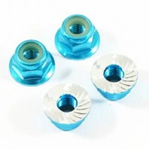 image of Fastrax M4 Blue Serrated Aluminium Locknuts 4Pcs