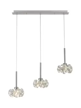 image of , 3 Light G9 2m Linear Pendant With Polished Chrome And Crystal Shade