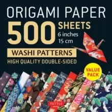 Image of Origami Paper 500 sheets Japanese Washi Patterns 6" (15 cm) : High-Quality, Double-Sided Origami Sheets with 12 Different Designs (Instructions for 6